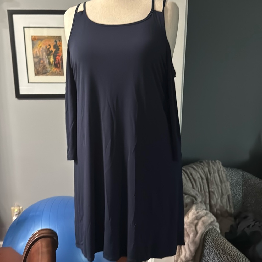 Venus Cold Shoulder Navy Dress